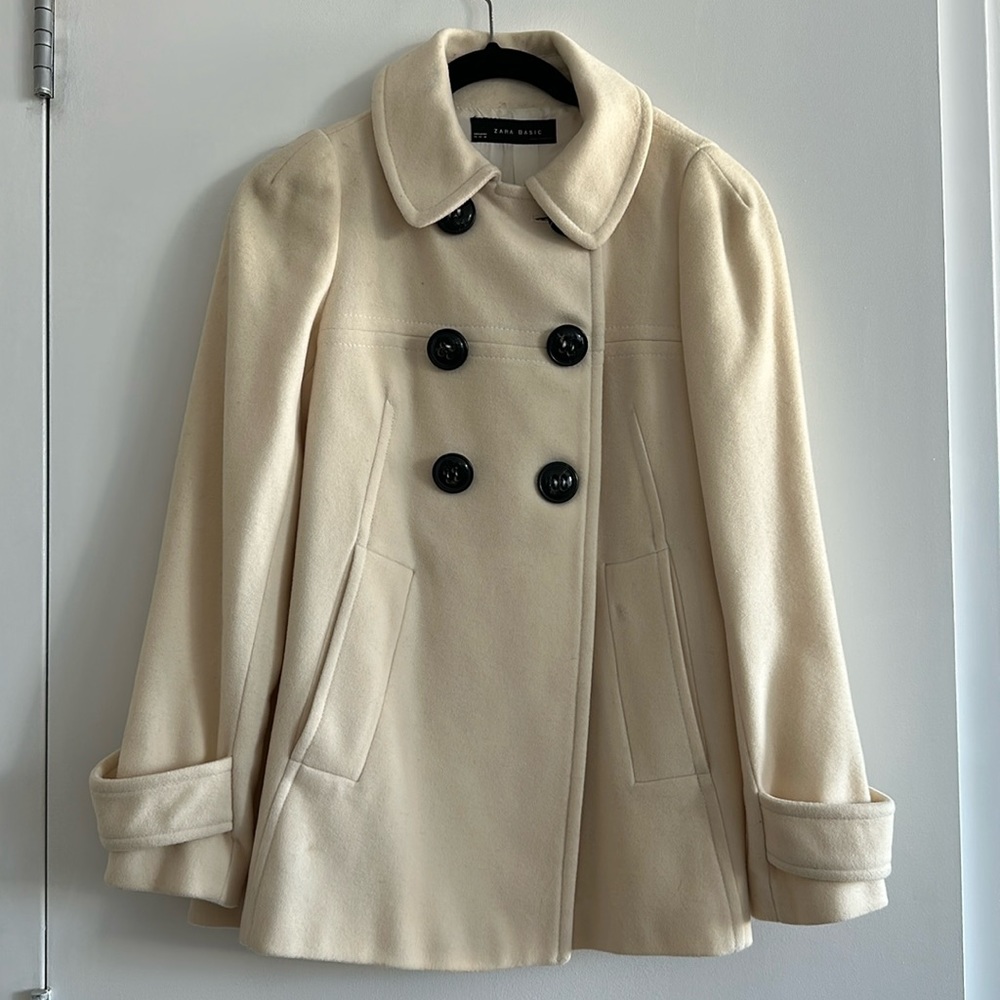 Zara Cream Women’s A Line Peacoat XS